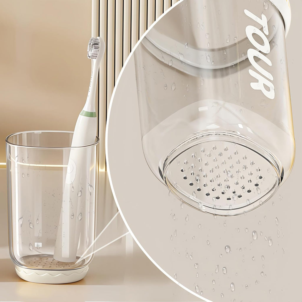 Toothbrush Travel Case, 2 pack Portable Tooth Brush and Toothpaste Holder Rinse Cup Cover Container Compact Oral Clean Tools Organizer for Camping Traveling Home School Business(White + Green)