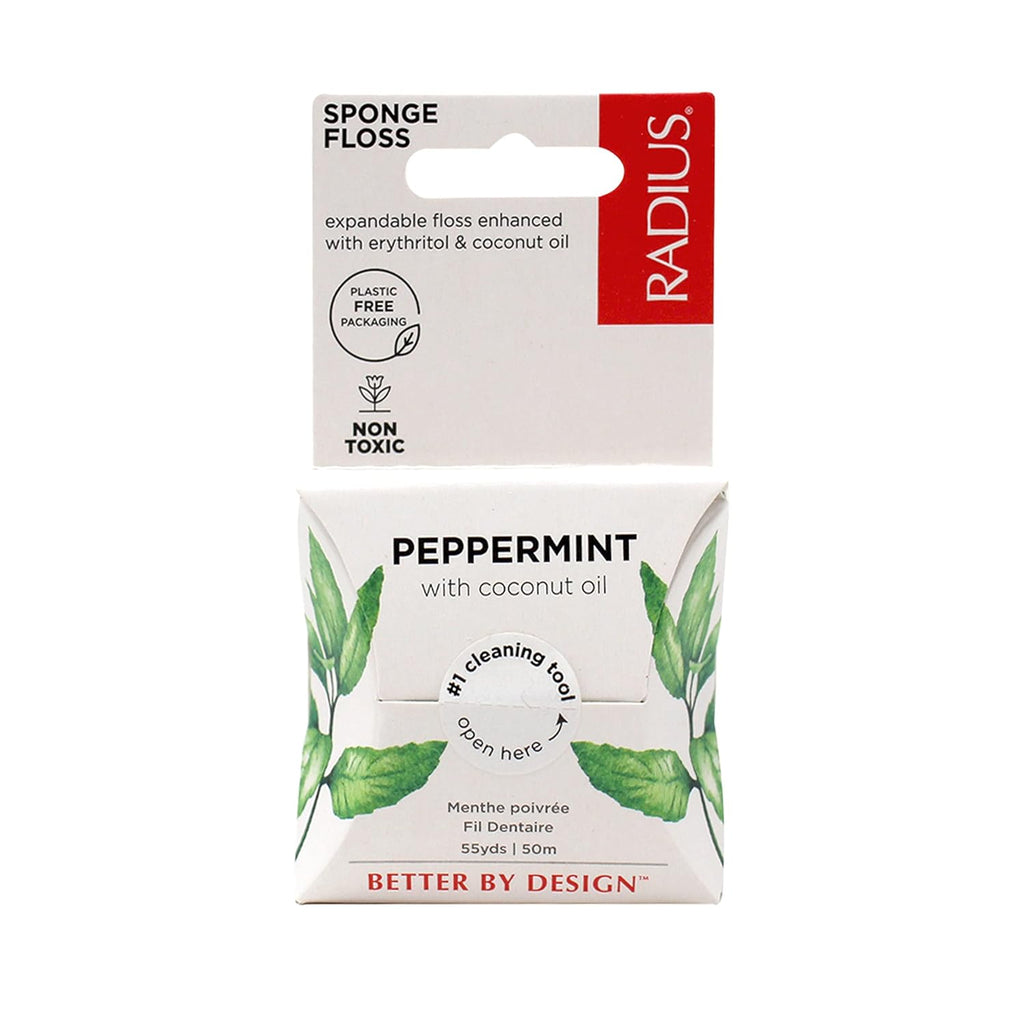 Radius Peppermint Dental Floss 55 Yards Vegan & Non-Toxic Oral Care Boost & Designed to Help Fight Plaque Clear - Pack of 4