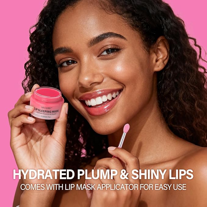 Lip Mask Set, Overnight Lip Sleeping Mask with Shea Butter & Vitamin C for Nourishing Hydration, Moisturizing Lip Balm Treatment for Dry, Flaky Lips, Lip Care Holiday Gift for Women & Teen Girls