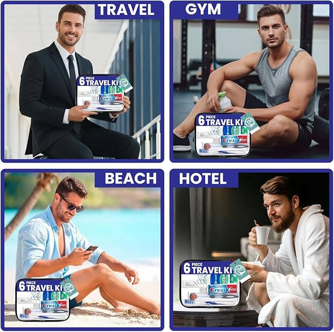 Trektote Bulk Toothpaste and Toothbrush Set- (25 Pack) 6 Piece Dental Care Kit, TSA Compliant, Includes Toothpaste, Toothbrush, Mouthwash, Flosses and Premium Toiletry Bag