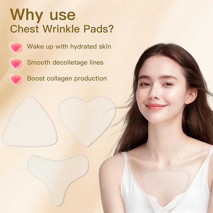 3 Pack Silicone Chest Wrinkle Pads – Reusable Anti-Wrinkle Chest Patches for Women – Firming & Smoothing Chest Lines – Medical-Grade Silicone Chest Pads for Overnight Skincare