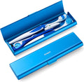 Wider Aluminum Toothbrush Travel Case, Portable Travel Toothbrush Holder, Durable Manual Toothbrush Box Container for Traveling, Bathroom, Camping, Business Trip, Blue