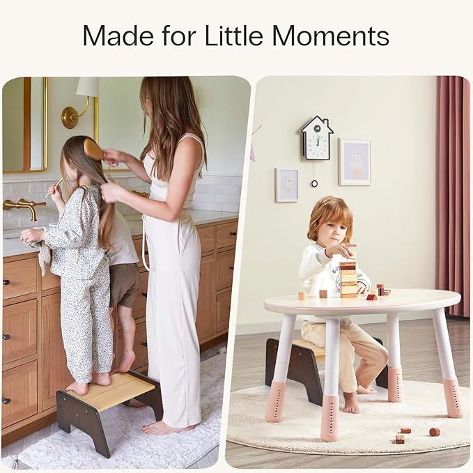 StrongTek Kids Step Stool, Anti-Tip Bamboo Footstool with Wide Non-Slip Platform, 15.5" L × 13.7" W × 7.8" H, Durable & Easy to Assemble, Ideal for Potty Training, Handwashing, Bedroom & Playroom