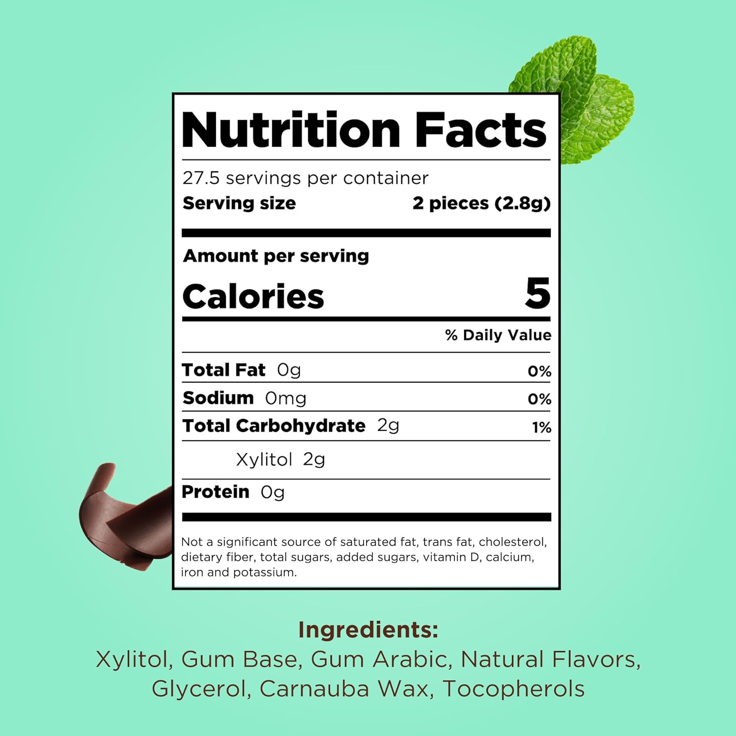 PUR Gum | Aspartame Free Chewing Gum | 100% Xylitol | Natural Chocolate Mint Flavored Gum, 55 Pieces (Pack of 6)