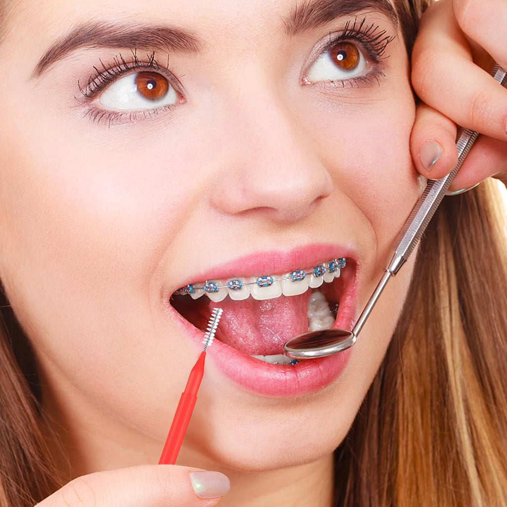 200 Pcs Interdental Brushes, 6 Sizes Braces Flossers for Cleaner Braces Brush Soft Dental Brushes Toothpicks Dental Floss Picks Dental for Braces Oral Cleaning(10 Colors)