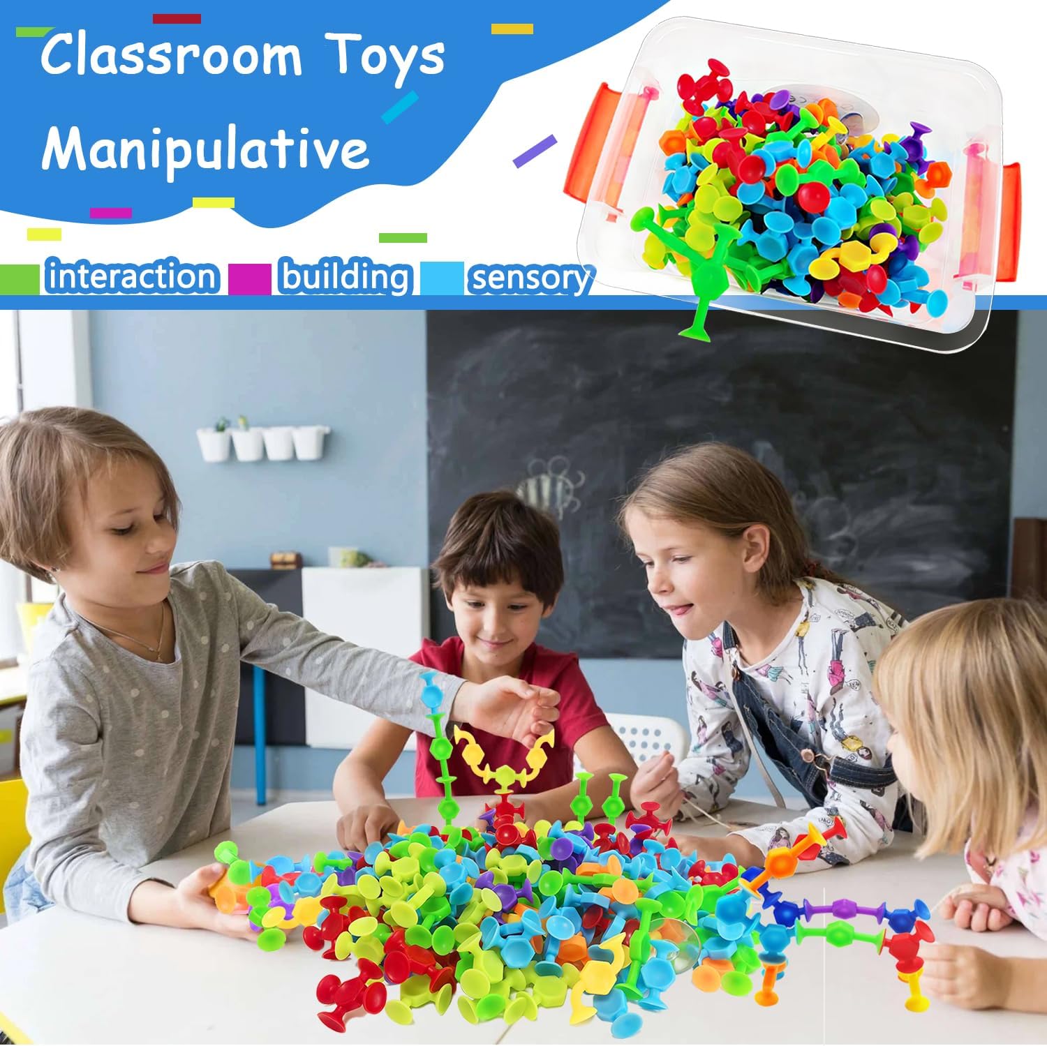 165Pcs Suction Cup Toy Bath Sensory Toys for Kids Genius Suckers Building Toys Party Favor Gift for 3 4 5 6 Year Old Boy Girl Toddler Travel Fidget Window Toy with Storage Organizer