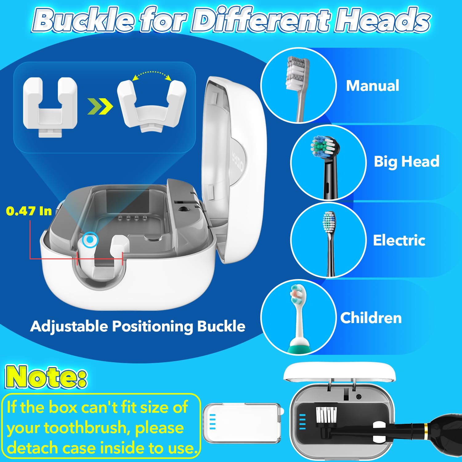 Toothbrush Sanitizer Case, RRZIOM Portable Toothbrush Covers Rechargeable, Rechargeable Toothbrush Cleaner Holder Case for Travel Home, Detachable Toothbrush Cover Cap for All Toothbrushes (White)