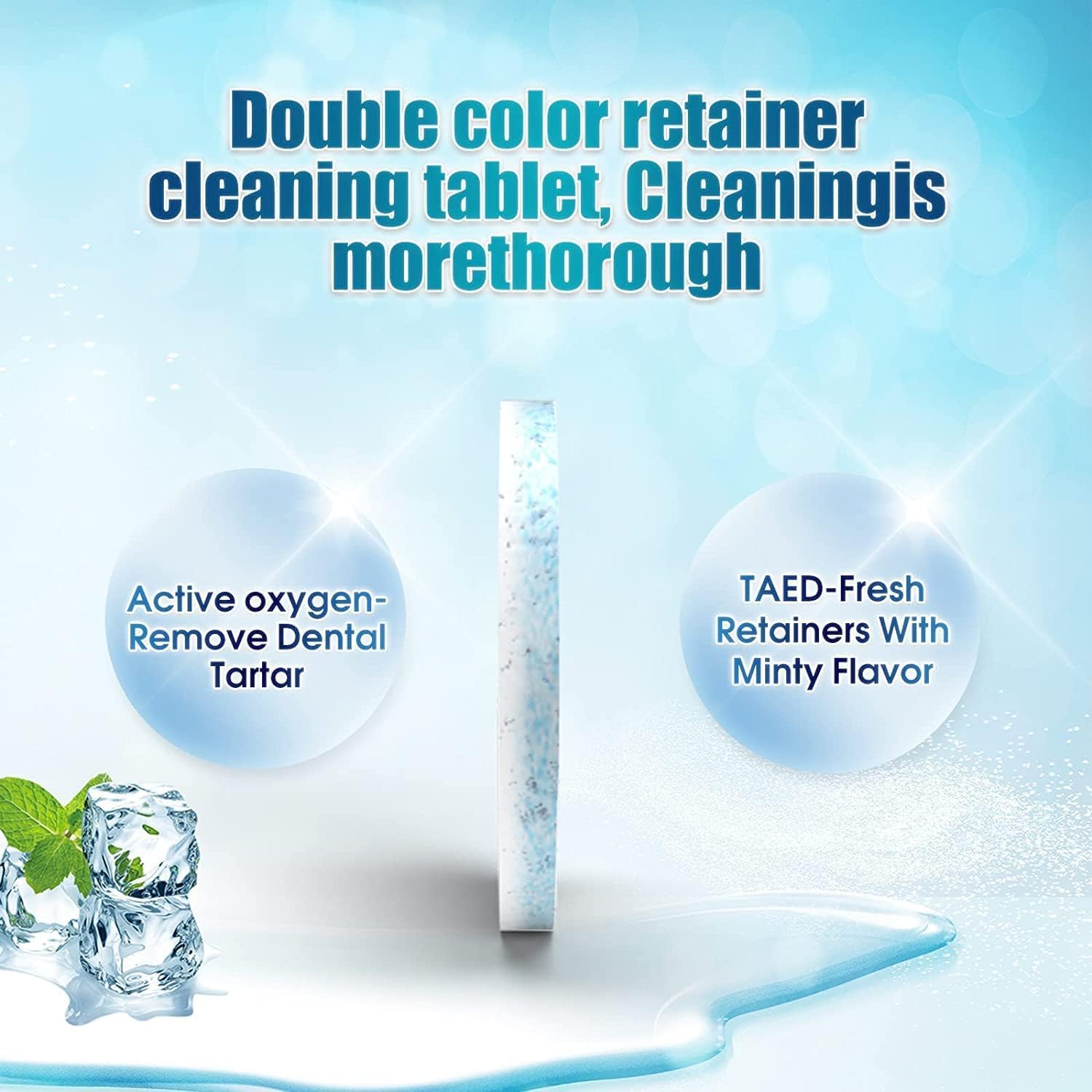 Y-Kelin Retainer and Denture Cleaner 120 Tablets for 4 Months Removes Stains Plaque Odors for Dentures Retainers Mouth Guard and Removable Dental Appliances (120 PCS, Mint)