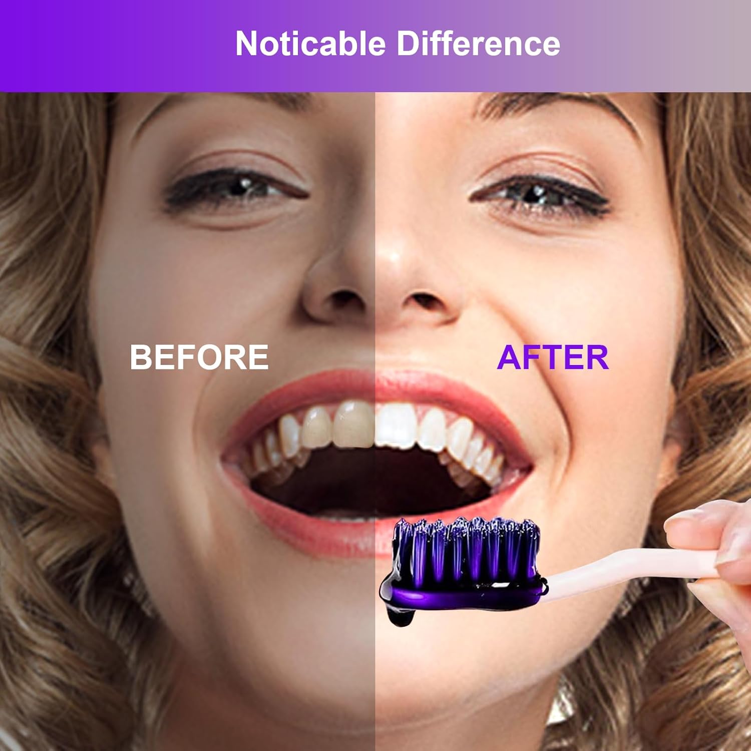 Purple Toothpaste for Teeth Whitening, Color Correcting Purple Whitening Toothpaste for Yellow Teeth, Gentle Stain Remover, Brighten & Refresh Your Smile