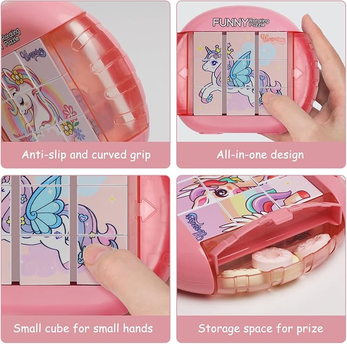 Rotating Puzzle for Kids 3 4 5 6 7 8 Year Old, 4 Puzzles in 1, Toddlers Travel, Car, Airplane, Road Trip Activities, Fine Motor Skills, Fidget, Gift for Boys & Girls Ages 3+ (Alicorn)