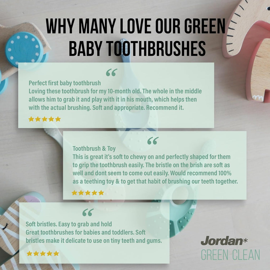 Jordan* ® | Green Clean Toothbrush | Award Winning Sustainable Toothbrush Made from Recycled Materials | Eco-Friendly | Scandinavian Design | Soft Bristle Toothbrush | Adult Toothbrush x 4 Units + Bab
