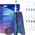 SEAGO Electric Toothbrush with 8 Soft Bristle Heads for Adults, Pressure Sensor, 5 Modes with 2 Minutes Build in Smart Timer, Rechargeable Travel Toothbrush with Brush Hold and Travel Case(2752Blue)