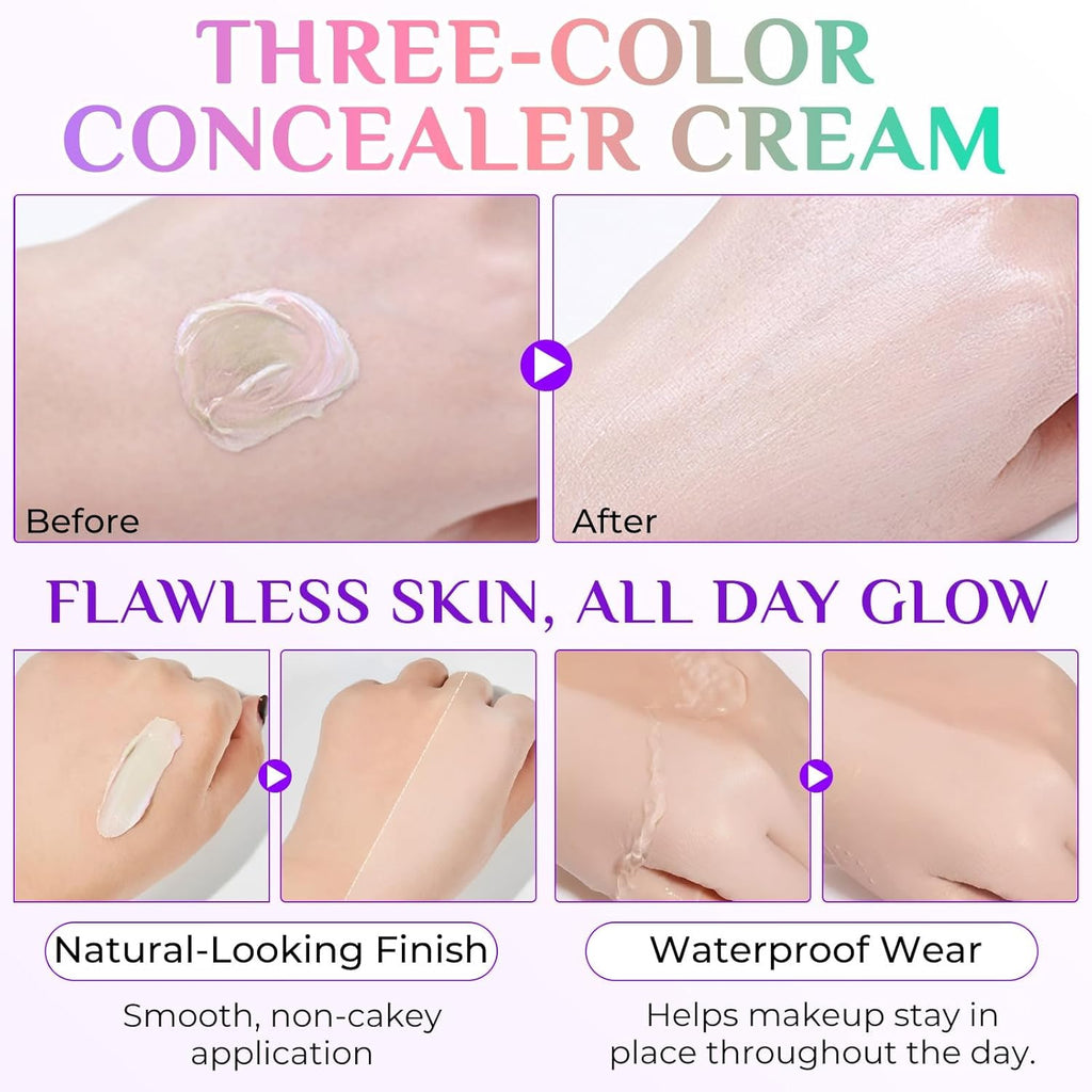 Primer for Face Before Makeup, 3 In 1 One Step Color Corrector Primer, SPF 50 PA+ Sunscreen Isolation Cream, Hydrating, Oil Control Facial Serum Even Skin Tone, Water-Resistant & Sweat-Proof