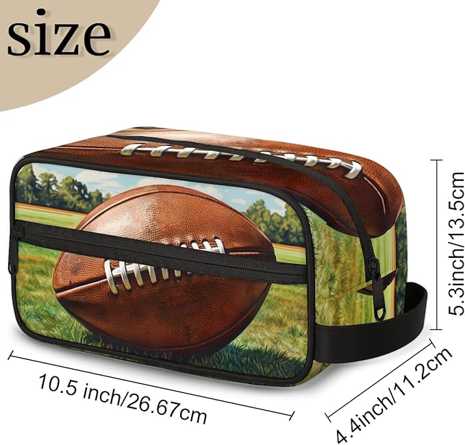 Rugby Ball Boys Travel Toiletry Bag Waterproof Wash Bag Shower Shaving Bag Cosmetic Organizer Makeup Bag Portable Toiletries Accessories for Women Men Rugby