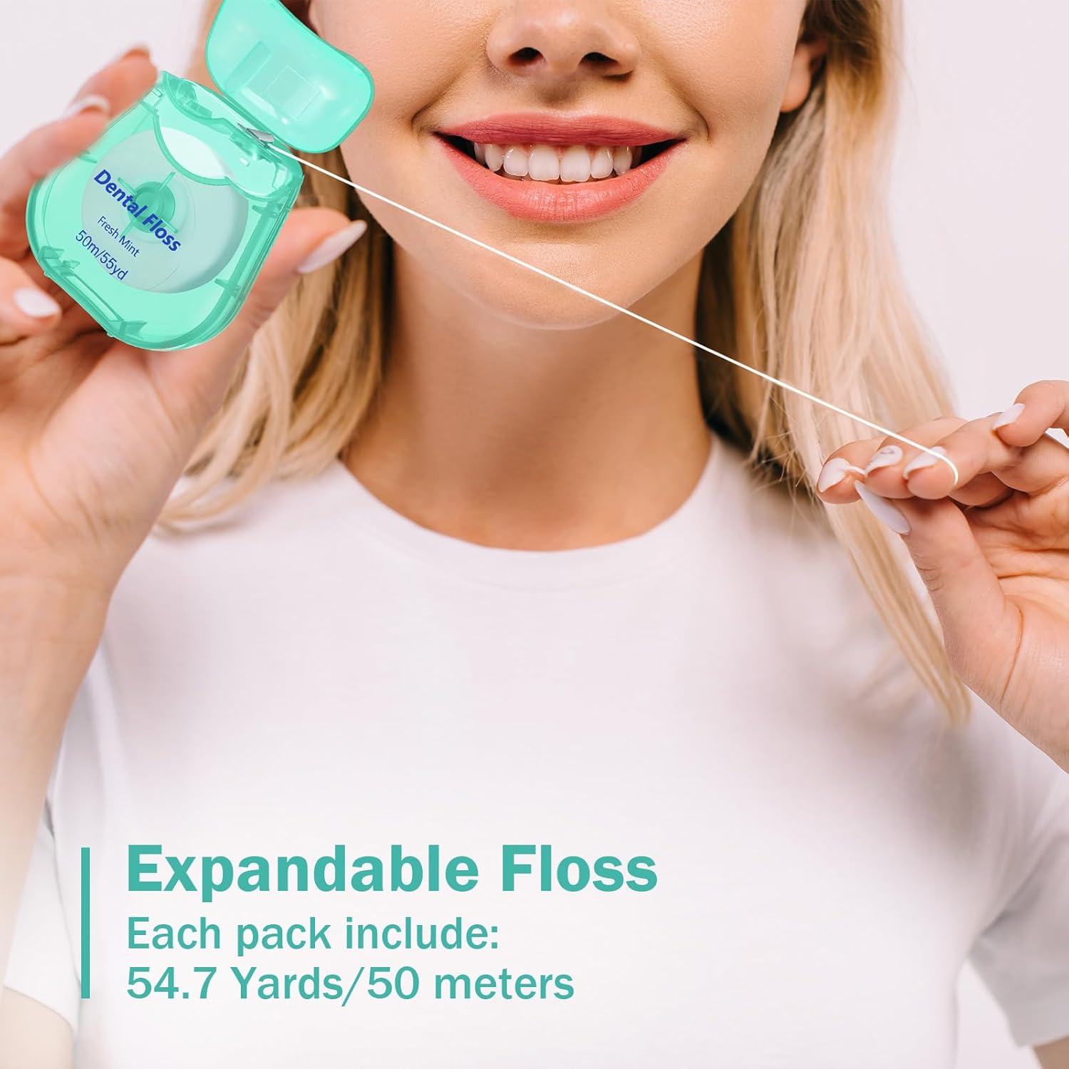 Mimorou 48 Pack Dental Floss Bulk 50m Each Mint Travel Dental Floss Oral Care for Teeth and Gum Protection(Mint Green)