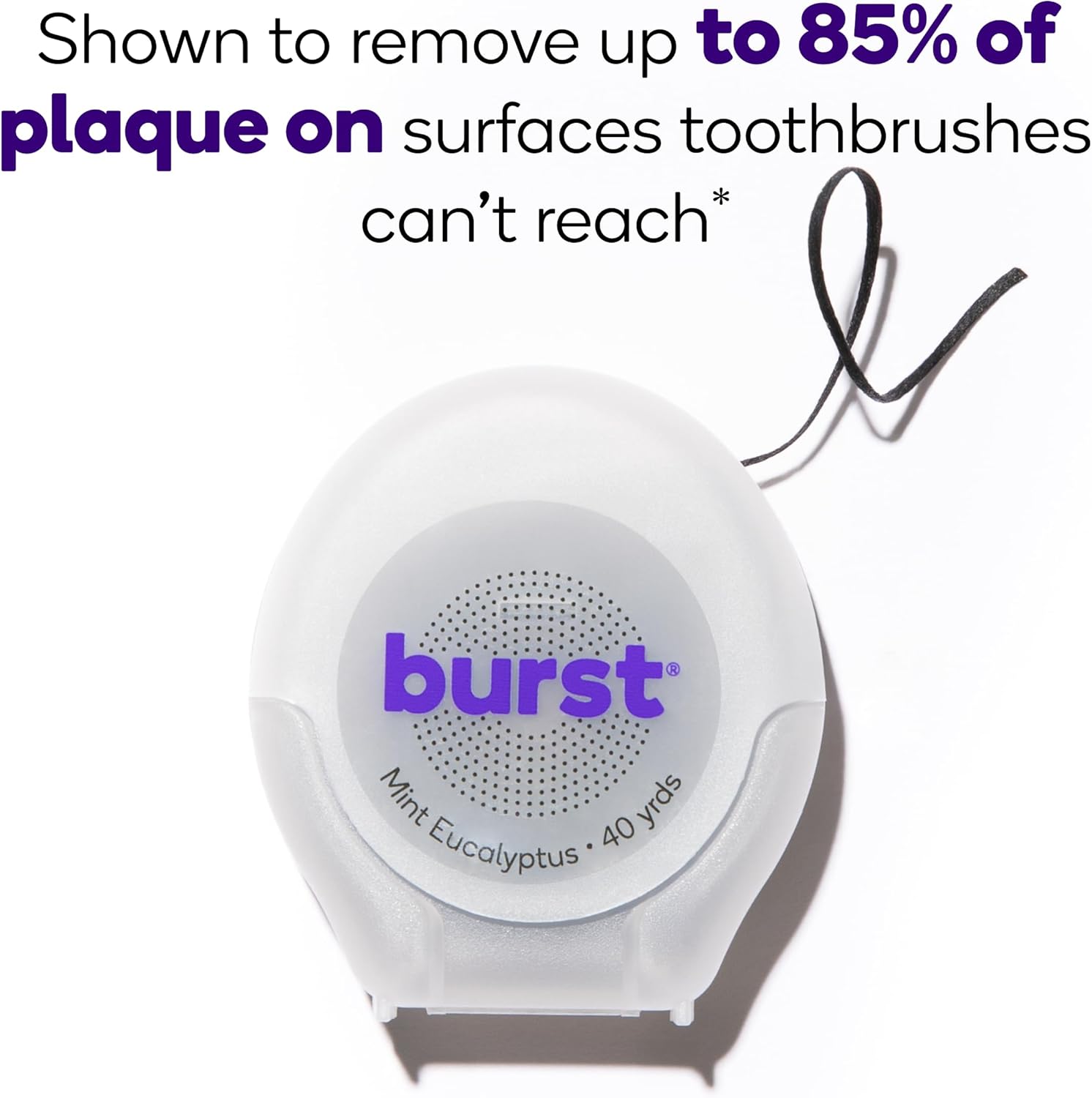 Burst Expanding Dental Floss (Mint Eucalyptus/80 Yards) | Stain Absorbing & Woven Tooth Floss with Xylitol Coating to Fight Cavities | Vegan | Paraben Free Expanding Floss