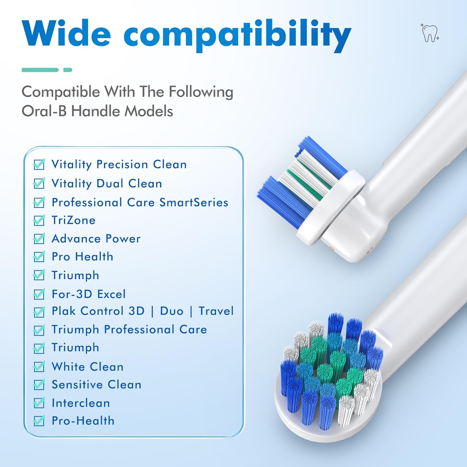 Replacement Toothbrush Heads Compatible with Oral-B Braun, Pack of 16 Professional Replacement Brush Heads for Oral-b 7000, Clean, Oral B Pro 1000, 9600, 500, 3000, 8000