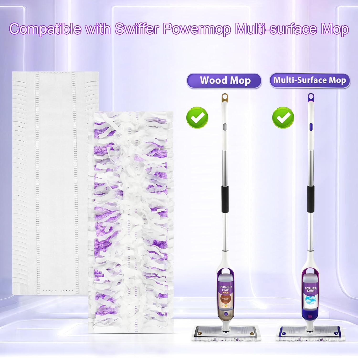 24 Pack Disposable Power Mop Pads Refills Compatible with Swiffer Power Mop Multi-Surface Replacement Mopping Refills Pads for All Hard Floor Cleaning