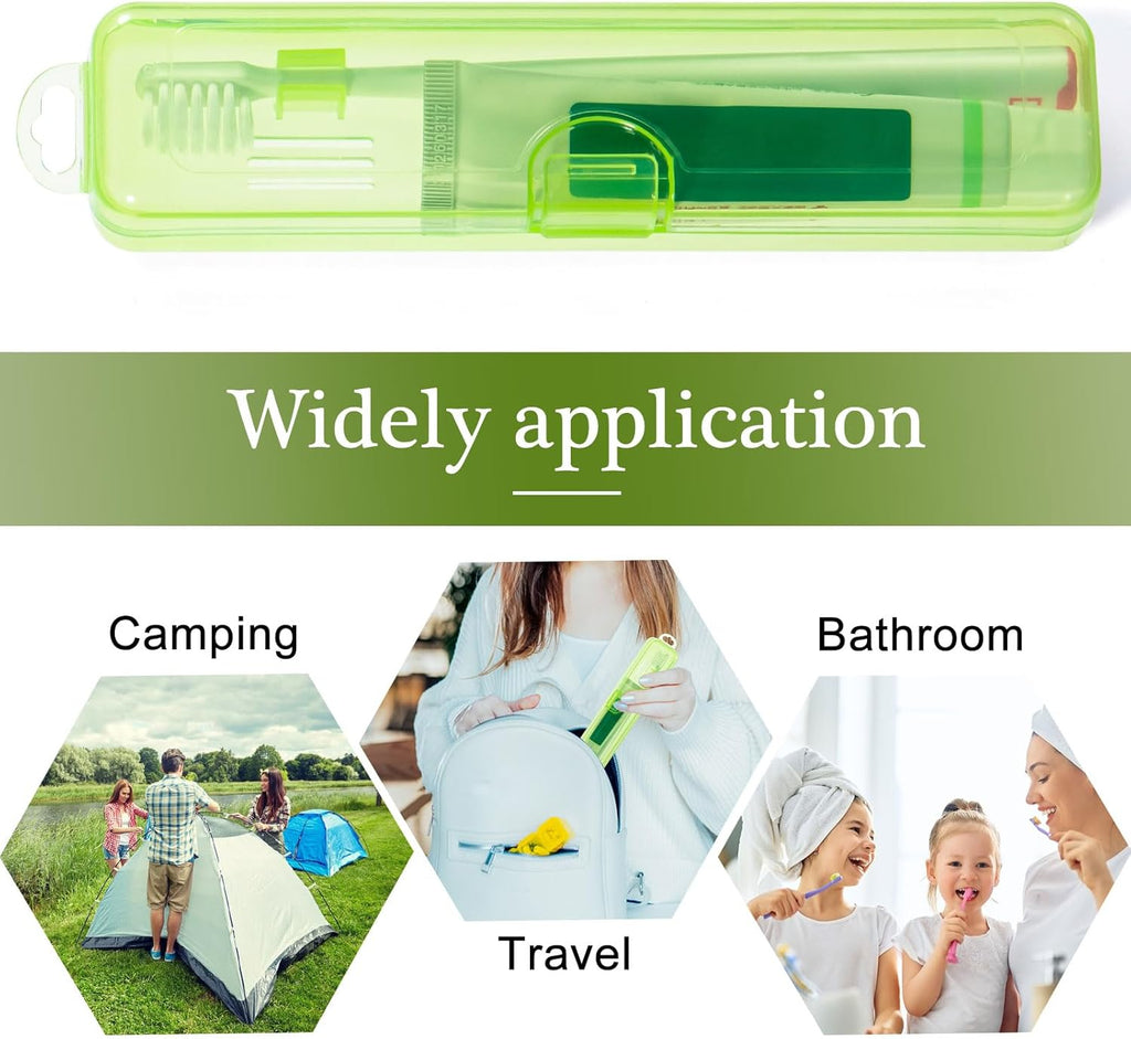 Toothbrush Case Holder 2 Pack, Clear Green Toothbrush Travel Case Travel Size Plastic Toothbrush Holder Toothpaste Storage Container Portable for Traveling, 7.87 x 1.85 x 1.18”
