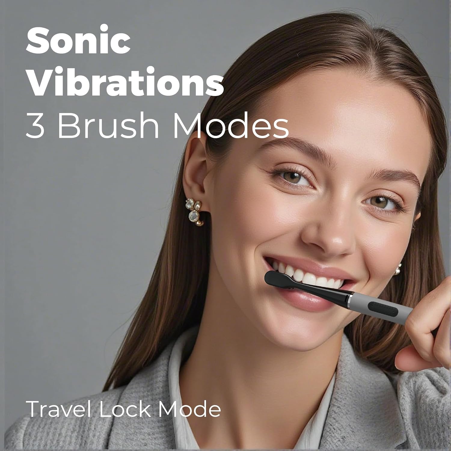 MIPOW Slim Pro i4 Electric Toothbrush Rechargeable Smart Ultra Sonic 3 Modes Magnetic Travel Case &Ceramic Dock, 60Day Long Battery Soft Bristles 2Heads IPX7 Waterproof,Color-(Gray)