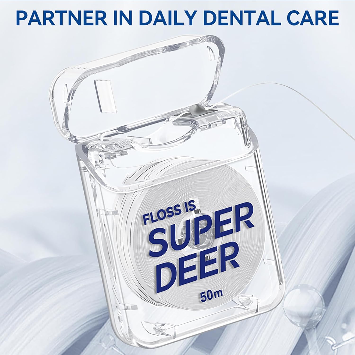 Super Deer Flat Dental Floss - Mint, PTFE Floss, Gentle on Gums, Expands & Stretches,Plaque Remover for Teeth, Shred Resistant, Floss Slides Smoothly, Easy to Use, 55 yd (2)