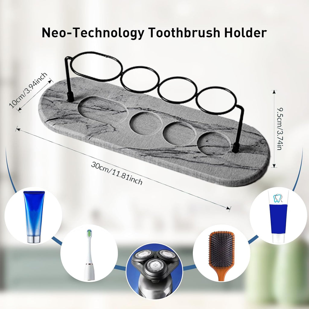 Toothbrush Holders for Bathroom, Metal Toothbrush Organizer with Diatomite Base, Water Absorption Quick Drying Bathroom Organizers and Storage,for Electric Toothbrush,Toothpaste,Razor,Makeup.