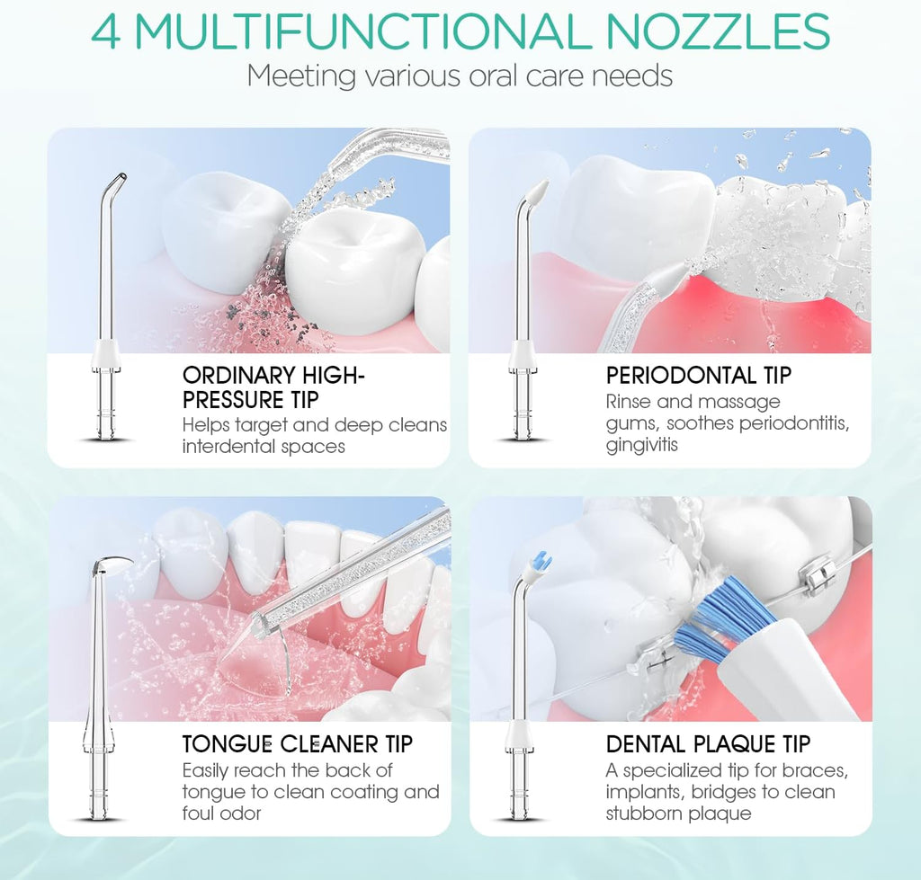 VOYOR-HEALTH Water Dental Flosser for Teeth Cordless, Rechargeable Electric Flosser for Teeth Cleaning and Flossing, Portable Oral Irrigator 3 Modes & IPX7 Waterproof for Travel Home WF400 (Blue)