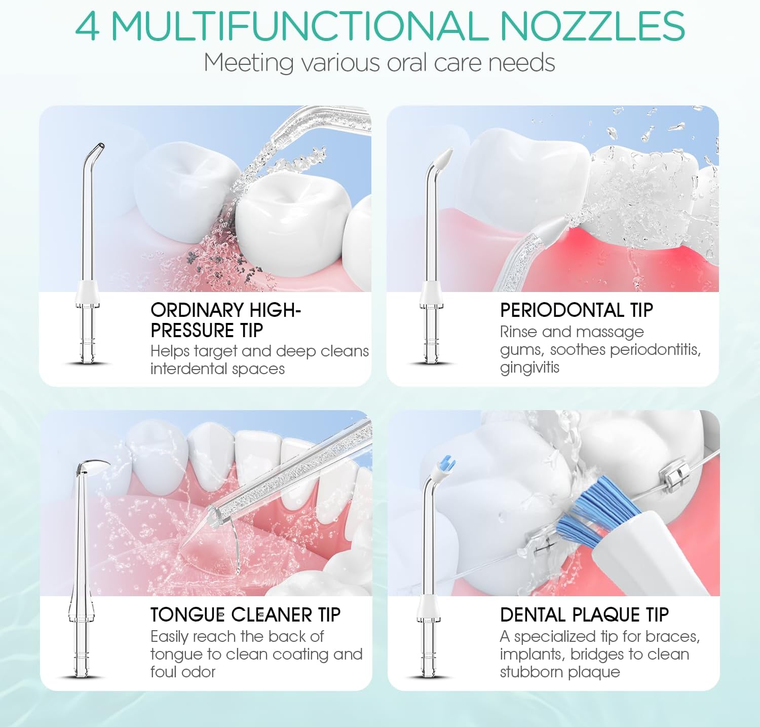 VOYOR-HEALTH Water Dental Flosser for Teeth Cordless, Rechargeable Electric Flosser for Teeth Cleaning and Flossing, Portable Oral Irrigator 3 Modes & IPX7 Waterproof for Travel Home WF400 (Blue)