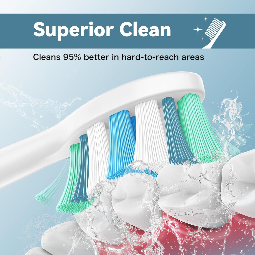 Replacement Toothbrush Heads Compatible with Philips Sonicare Replacement Brush Heads with Protective Cover Soft Dupont Bristles Electric Toothbrush Replacement Heads for Oral Health, 8 Pack