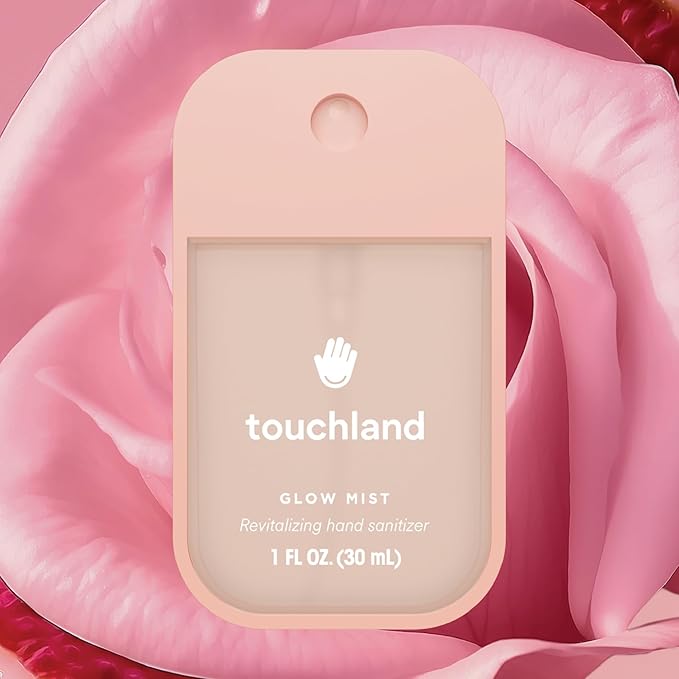 Touchland Glow Mist Revitalizing Hand Sanitizer Spray, Rosewater scented, 1FL. OZ. Travel Size