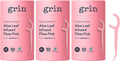 Grin Tooth Picks Flossers for Adults – Aloe Leaf Infused Dental Floss Picks for Teeth Cleaning - Natural Mint Flavor - 100% Recycled Plastic Handle - 80 Count Canister (Pack of 3)