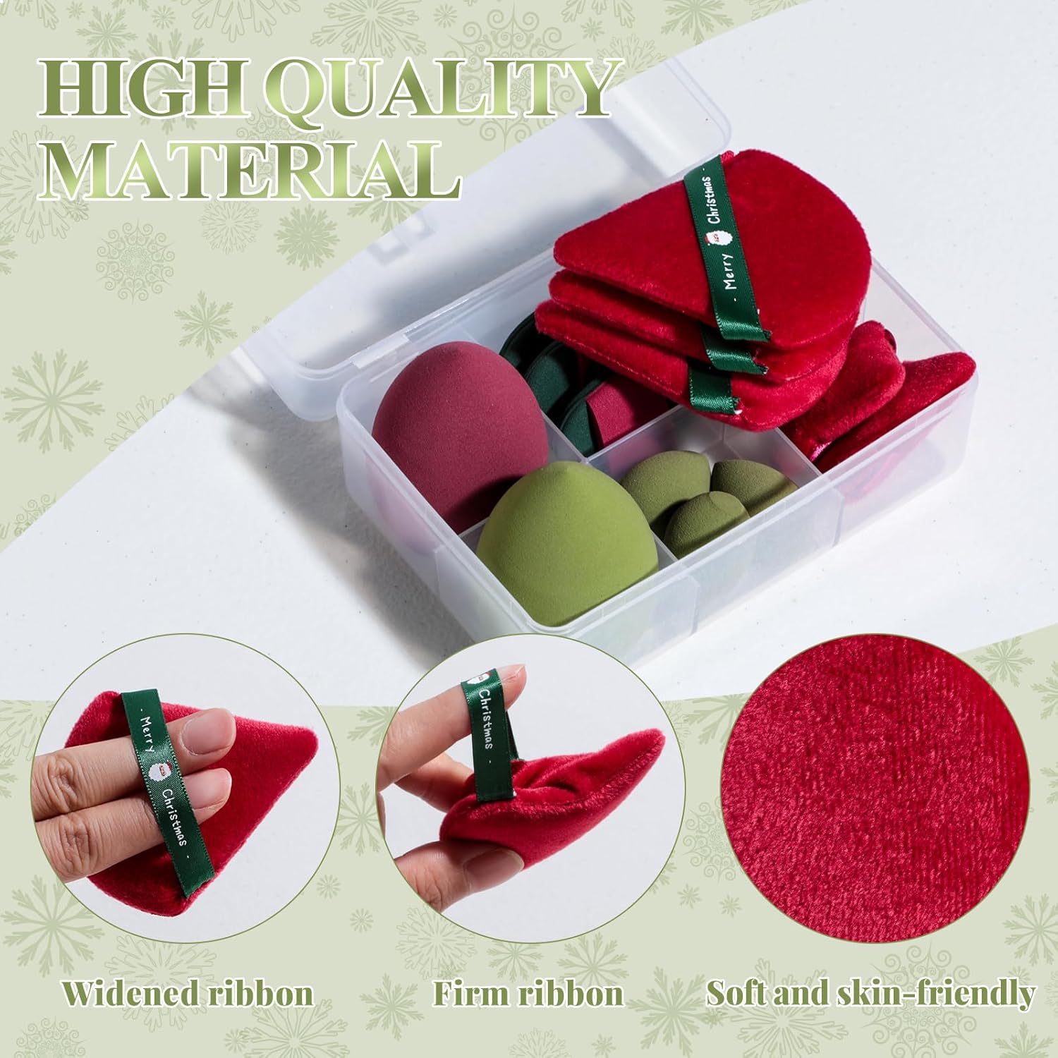 Makeup Sponge Set BS-MALLTriangle Puff 14 Pcs for Liquid, Cream, and Powder, Multi-colored Makeup Sponges and Mini Makeup Sponge (Green Red)