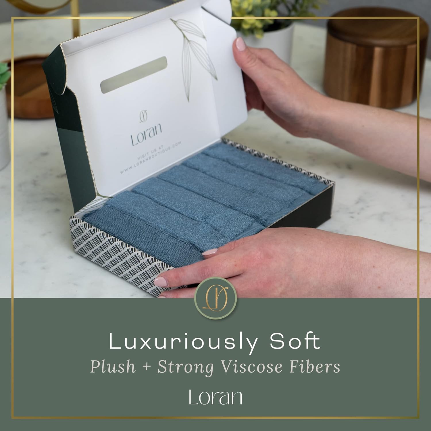 Tidal Blue Facial Washcloths Set of 6 Soft Cloths 10” x 10” 100% Viscose Derived from Bamboo Spa-Like Feel Silky Face Cloth for Skin Cleansing