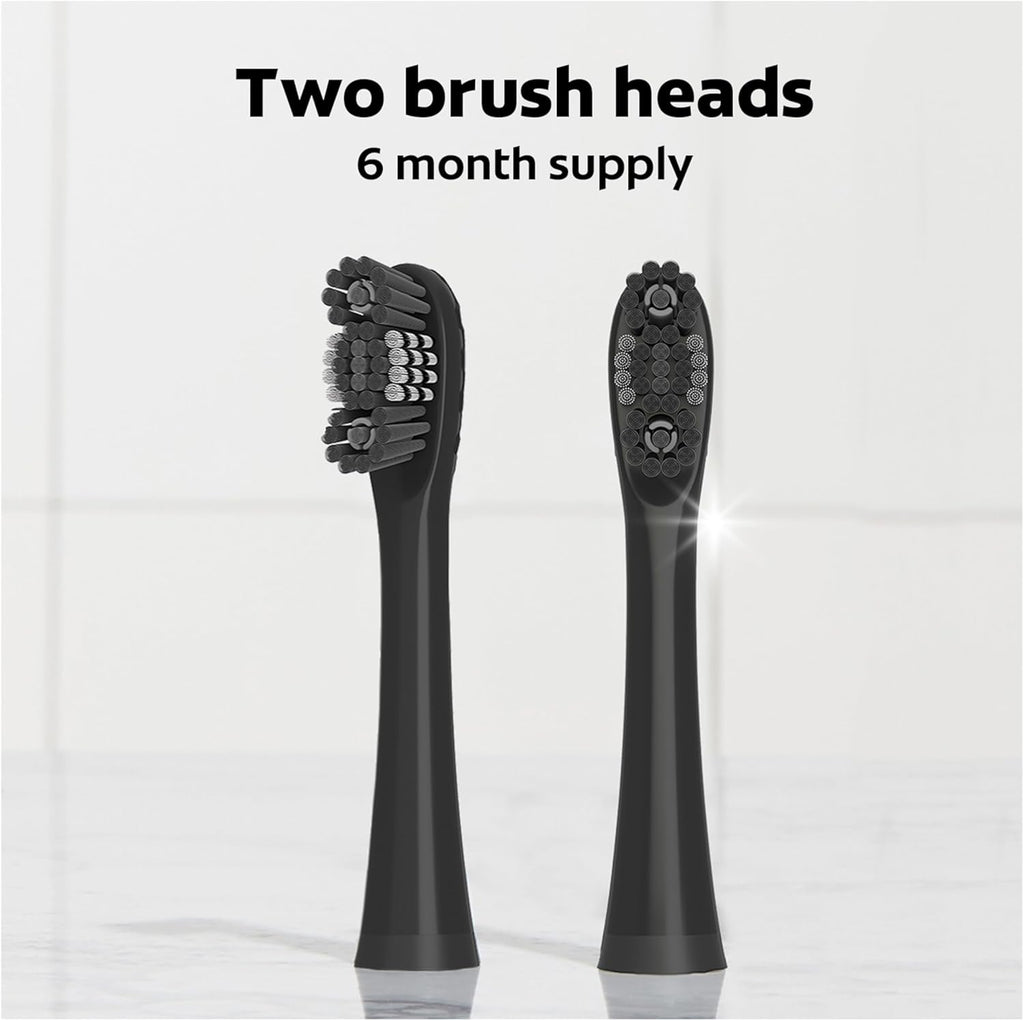 Colgate 360 Power Charcoal Replacement Toothbrush Heads, Works with Any 360 Battery Toothbrush, Features Soft Bristles and a Rubber Polisher on Each Replacement Head, 2 Pack