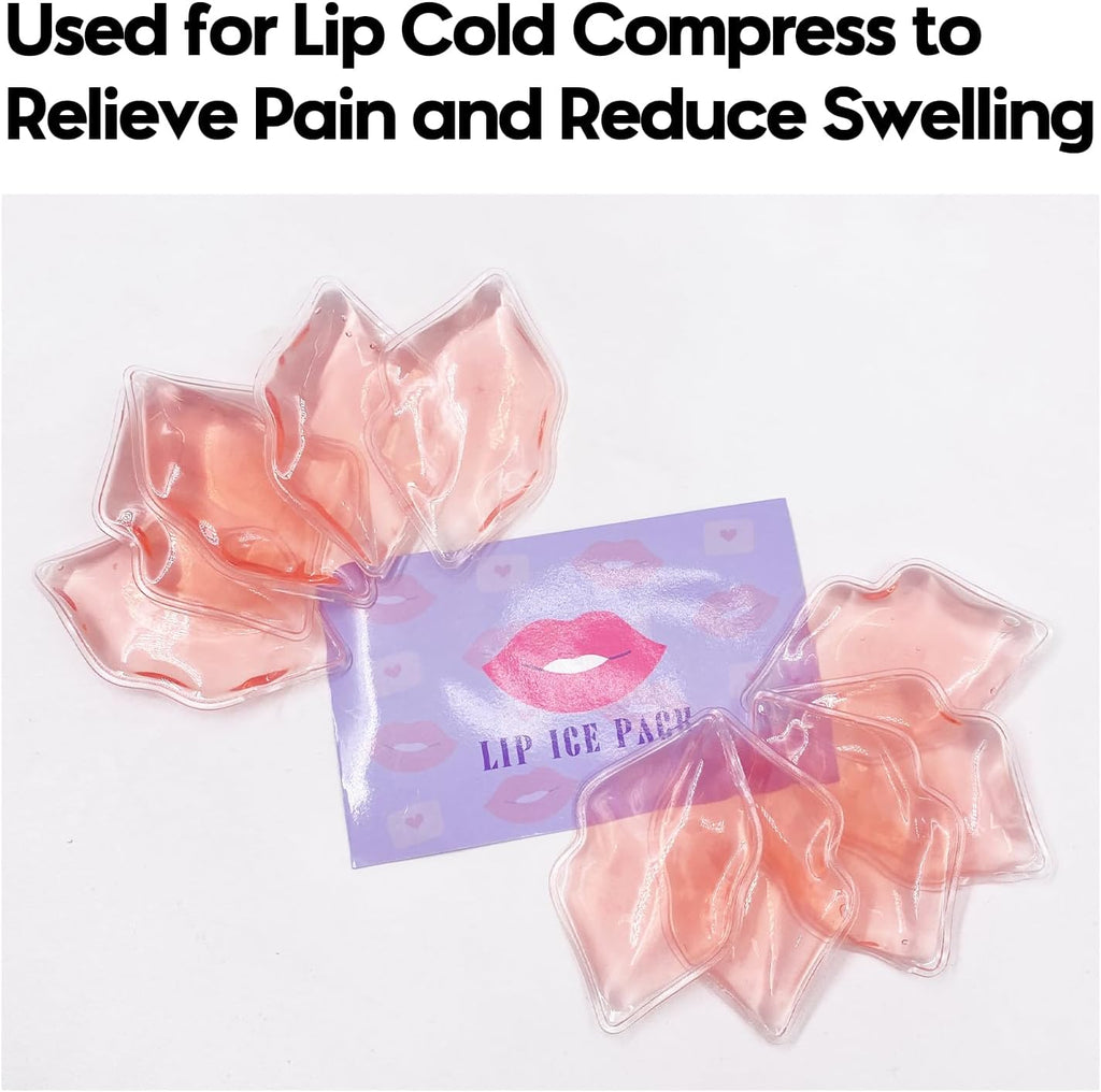 (10 PCS) Lip Ice Pack ，Ice Compress After Lip ice Treatment, Reusable ice pad for Cosmetic, Lip Shape ice Pack to Relieve Pain and Relax Lips, Anti-Aging Lip Care ice Pack to Reduce Lip Swelling