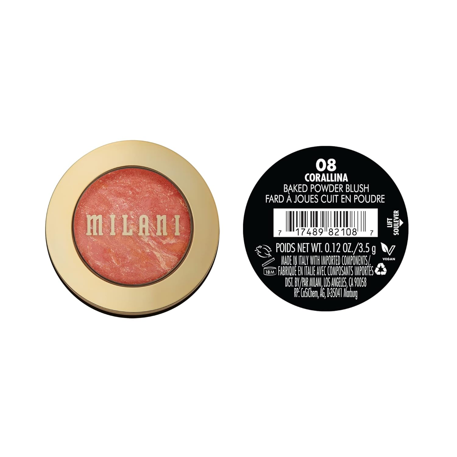 Milani Baked Blush, Powder Blush for Cheeks, Cruelty Free Makeup - Shape, Contour & Highlight Face for a Shimmery or Matte Finish -Corallina