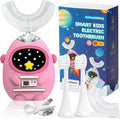 Kids U Shaped Electric Toothbrush with Music, 3 Modes, Voice Teaching, Mouthpiece Cleaning, Soft Bristle, Type-C Charging, Ages 3-12 Boys & Girls (Power Pink)