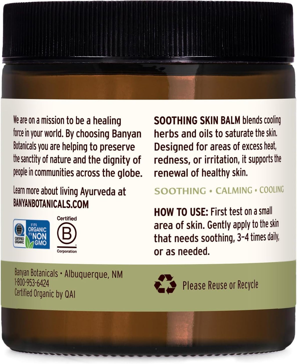 Banyan Botanicals Soothing Skin Balm – Organic Herbal Skin Care Salve with Neem Leaf and Vetiver – Cooling and Soothing Balm For Natural Skin Health – 4 oz – Non GMO Sustainably Sourced Petroleum Free