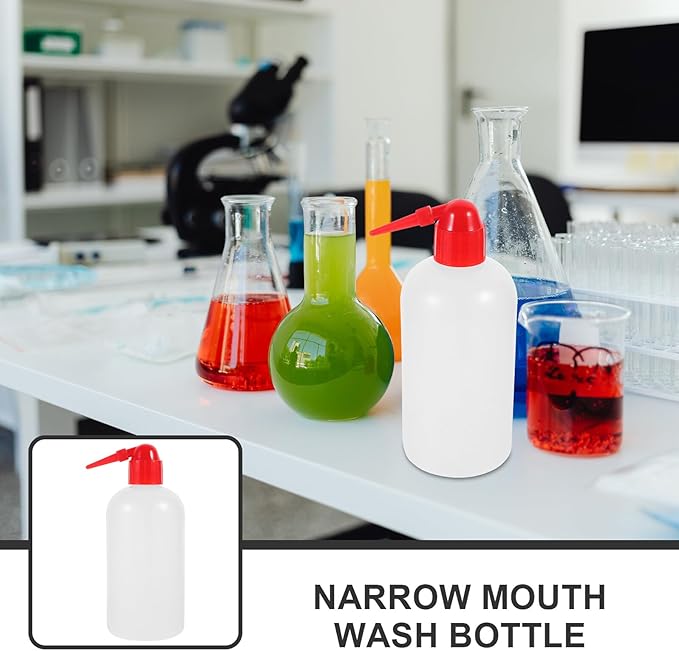 2 pcs Graduated Wash Bottle with Scale Narrow Mouth Pointed Plastic Rinse Bottle for Laboratory Use Lightweight Portable Cleaning Apparatus