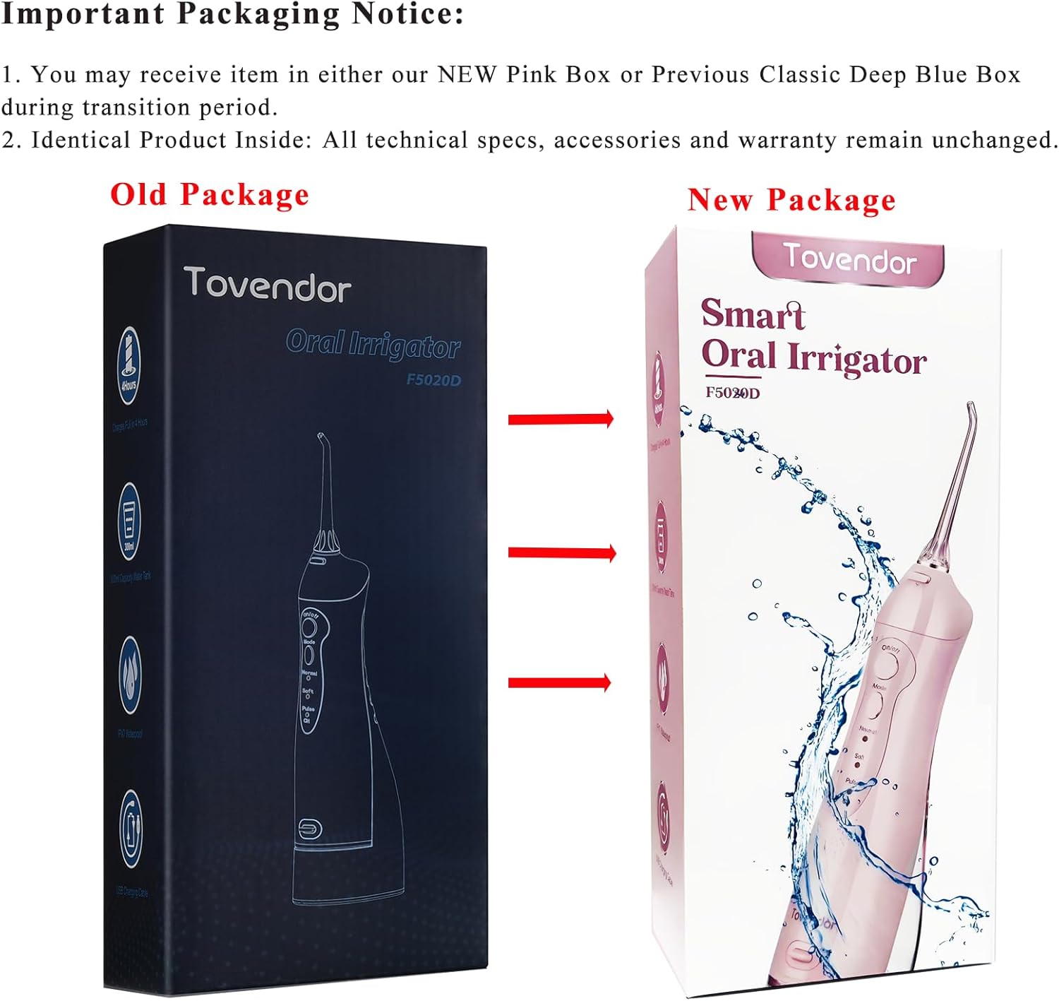 TOVENDOR Electric Water Dental Flosser Teeth Pick, Cordless Flossers Oral Irrigator IPX7 Waterproof 300ML Rechargeable Travel Water Teeth Cleaner with 5 Tips for Home Braces Care Gums Deep Cleaning