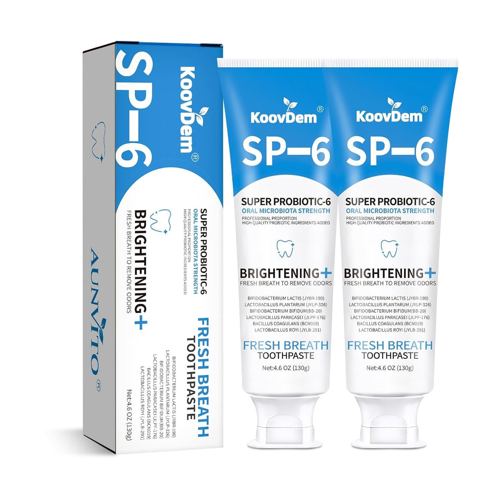 2025 New Sp-6 Probiotics Whitening Toothpaste-Fluoride-Free, Enhanced Formula with 6 Probiotics for Gum Care & Fresh Breath, Fresh Mint Flavor(2PC)（Blue）