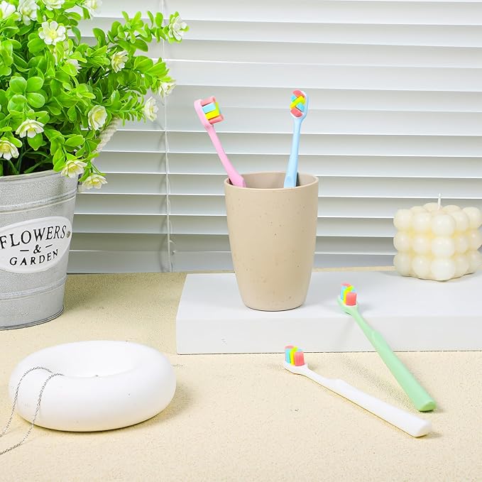 6 Pack Soft Bristle Toothbrush Multicolor Manual Toothbrushes for Sensitive Teeth Tapered with Brush Head Protector Saves Brushing Time for Family Pregnant Elderly