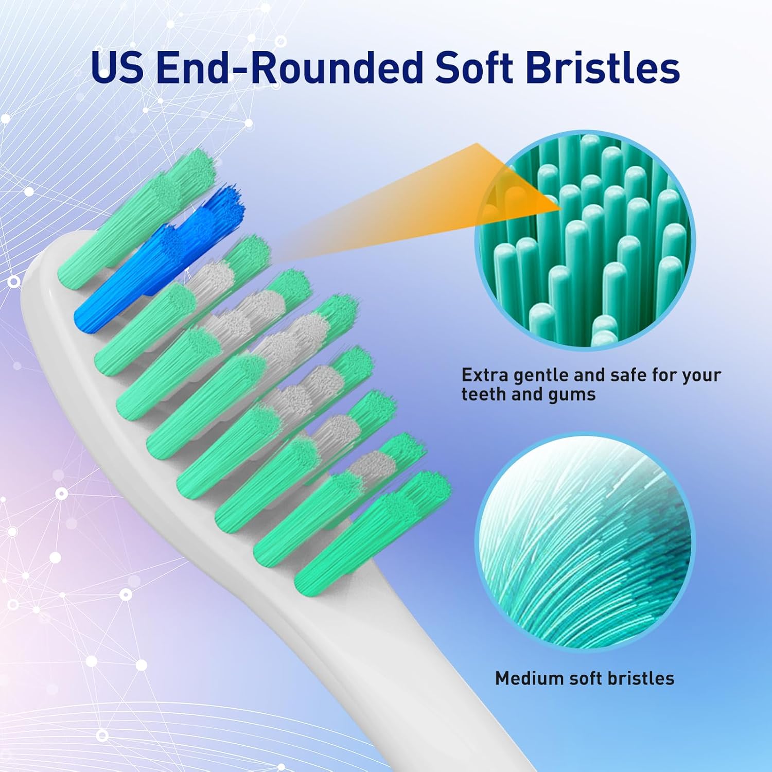 Toothbrush Heads Replacement Compatible with Philips Sonicare HX7022 HX7023 E-Series -Brush Heads for Essence Electric Toothbrush, 6 Packs