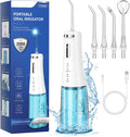 Travel-Ready 300ML Cordless Water Flosser for Teeth – IPX7 Waterproof, 4 Pressure Modes & 2000mAh Battery for Deep Cleaning at Home or On-The-Go (Blue & White)