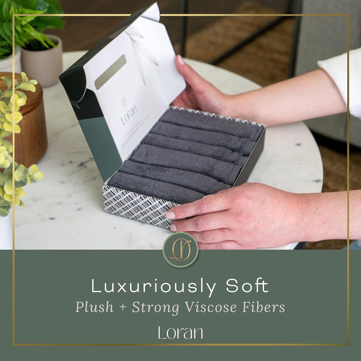Charcoal Grey Washcloths Set of 6 Soft Facial Cloths 10” x 10” 100% Viscose Derived from Bamboo Spa-Like Feel Silky Face Cloth for Skin Cleansing