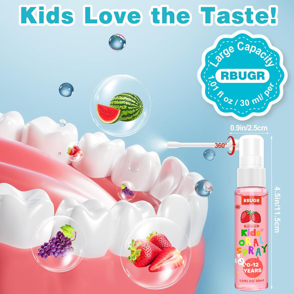 Kids Oral Spray, 3PCS Toddler Toothpaste Helper for Cavity Repair & Fresh Breath, Kids Probiotic Mouth Spray with Fluoride Free for Newborn to 12 Years 3 Flavors（Total 3.03fl oz）