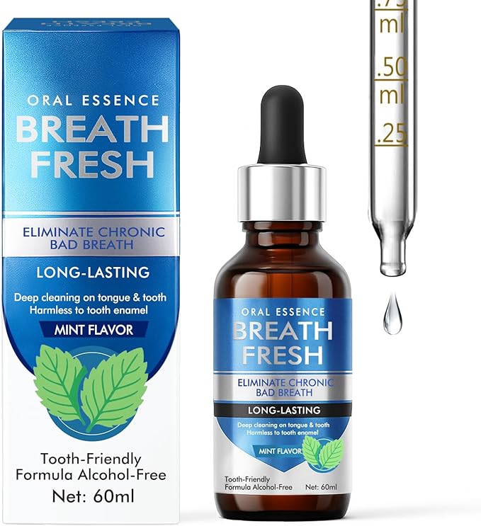 Bad Breath Treatment for Adults - Natural Fast-Acting Breath Freshening Drops with Long-Lasting Protection, Alcohol-Free Oral Care Solution for Social Confidence