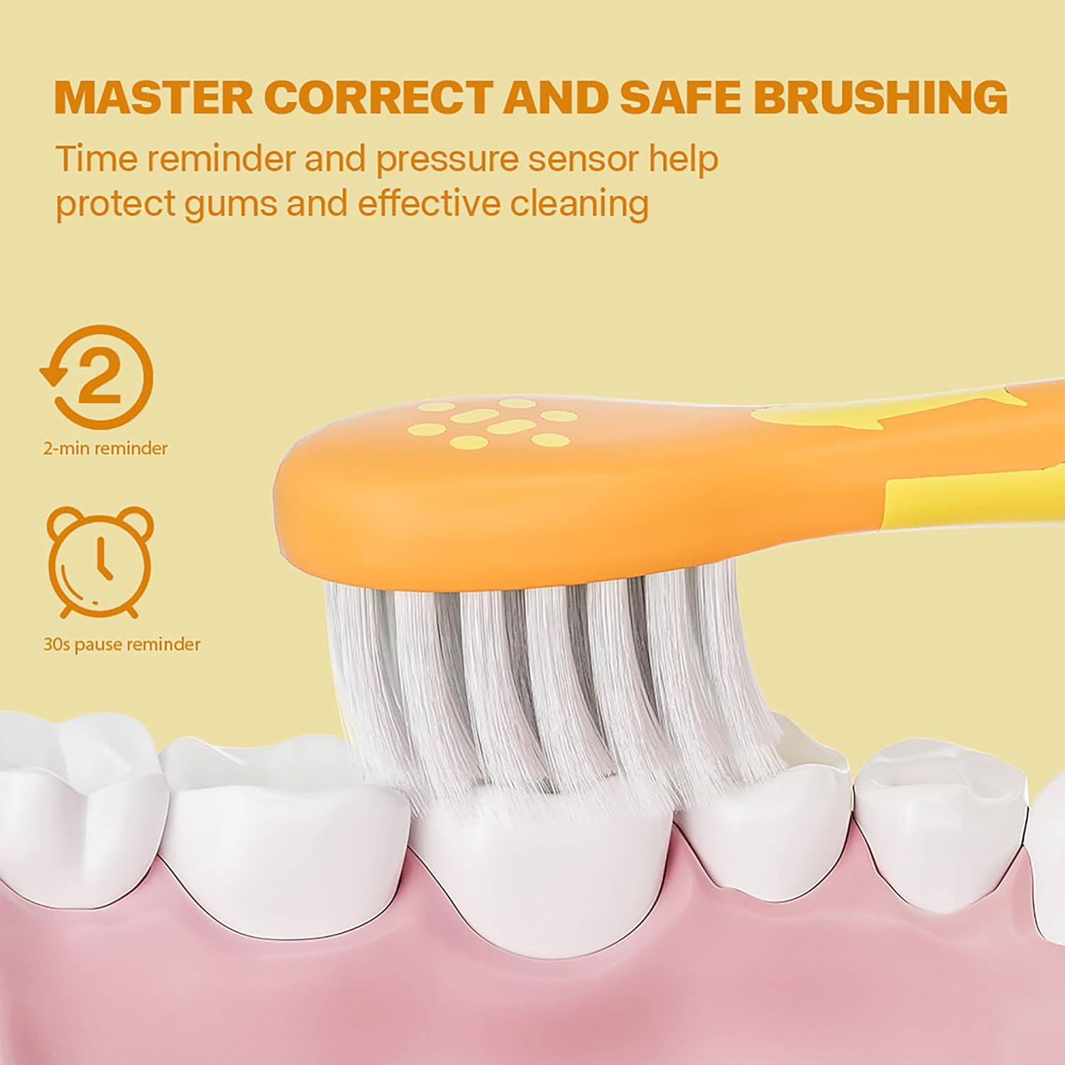 KIWIBIRD Kids Electric Toothbrush for Ages 3–10 | Toddler Sonic Toothbrush with 4 Modes & Soft Silicone Bristles | 2-Min Timer Pressure Sensor | 45-Day Rechargeable Battery | IPX8 Waterproof (Blue)