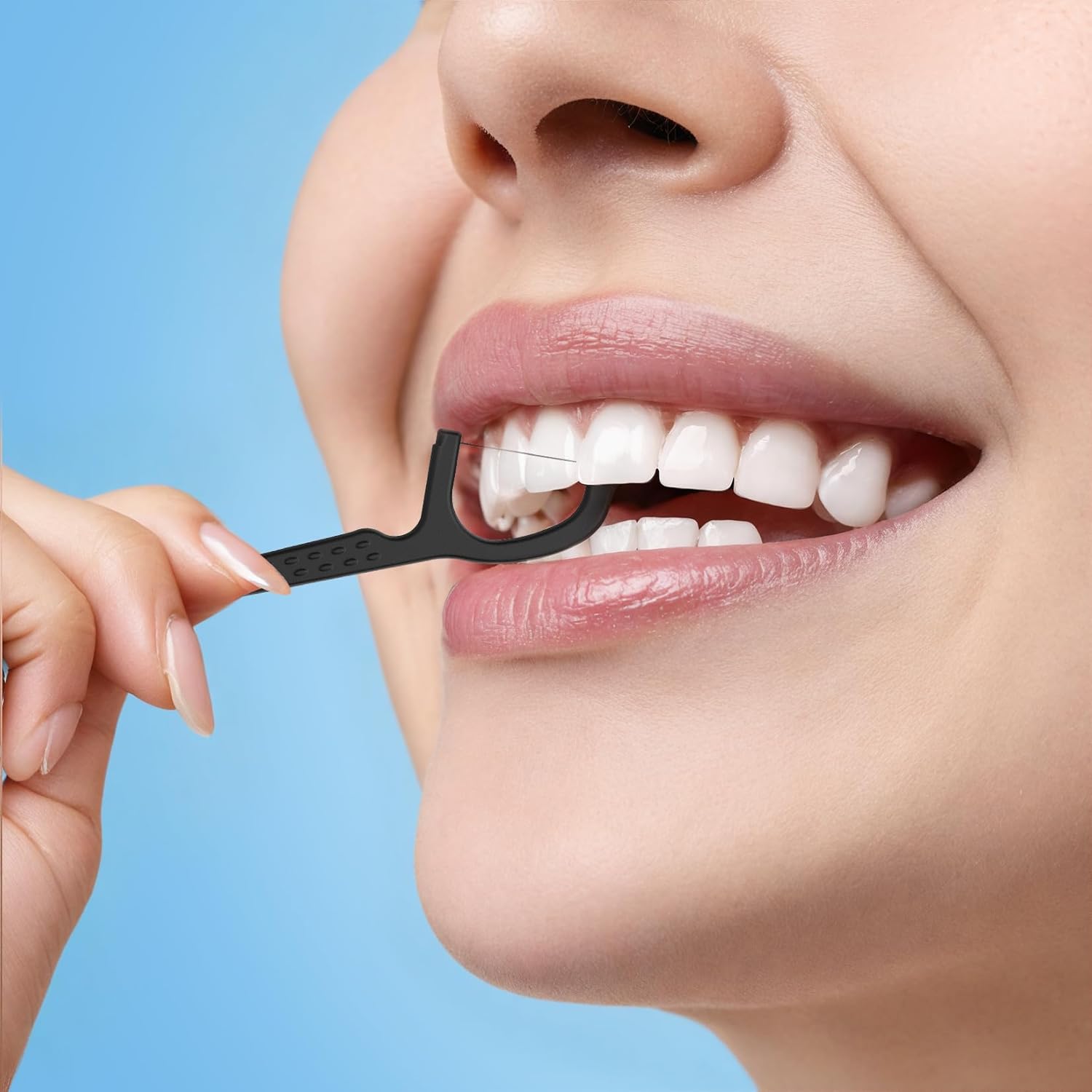 RAZOKO Natural Dental Floss Picks High Toughness Charcoal Toothpicks Sticks-Vegan,Eco-Friendly Sustainable Flossers for Teeth Cleaning 100 Count