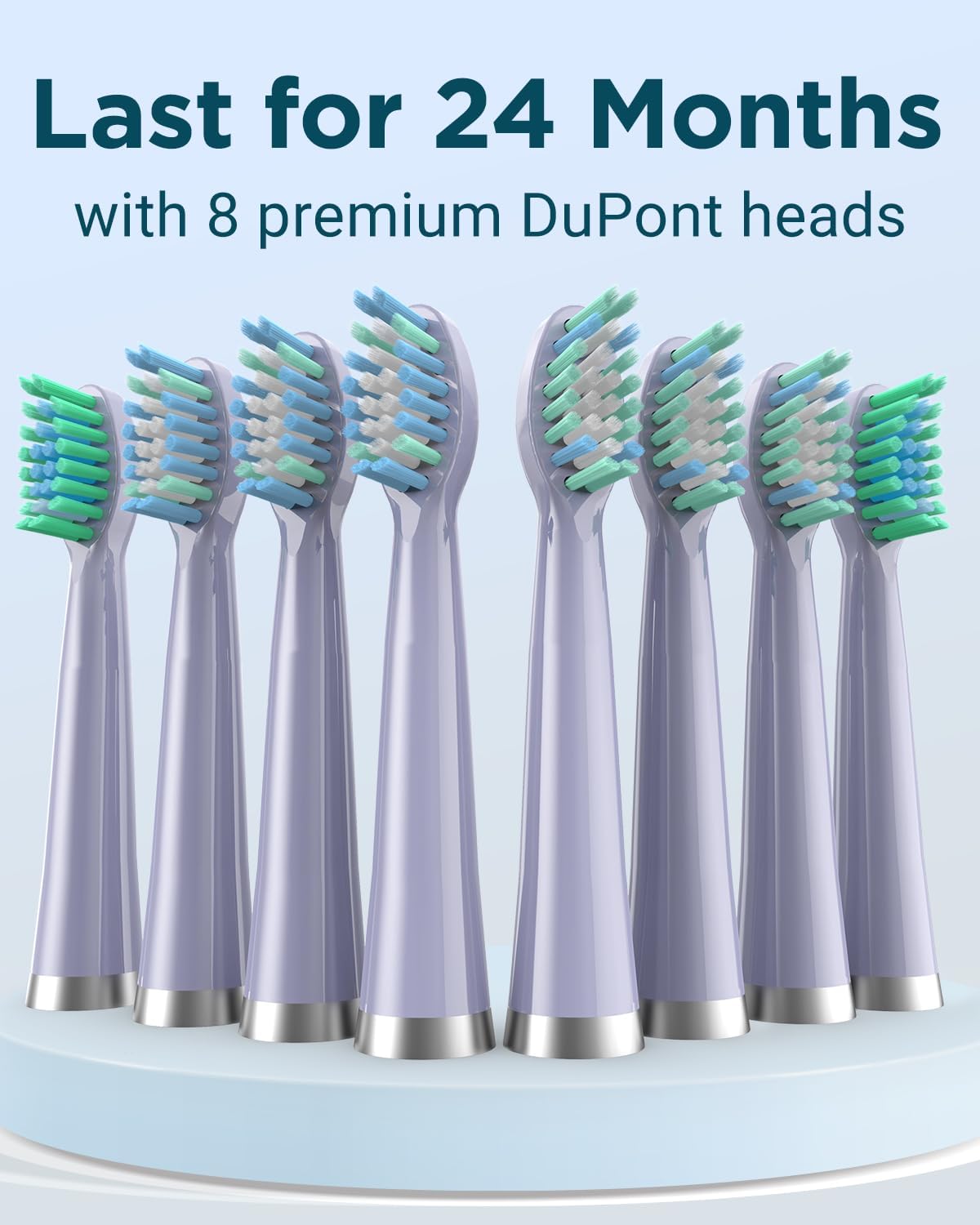 Rtauys M5 Sonic Electric Toothbrush for Adults and Kids - Rechargeable Electric Toothbrush Kids Ages 12+ and Adults with 8 Brush Heads & Travel Case, 120 Days Battery Life - Light Purple